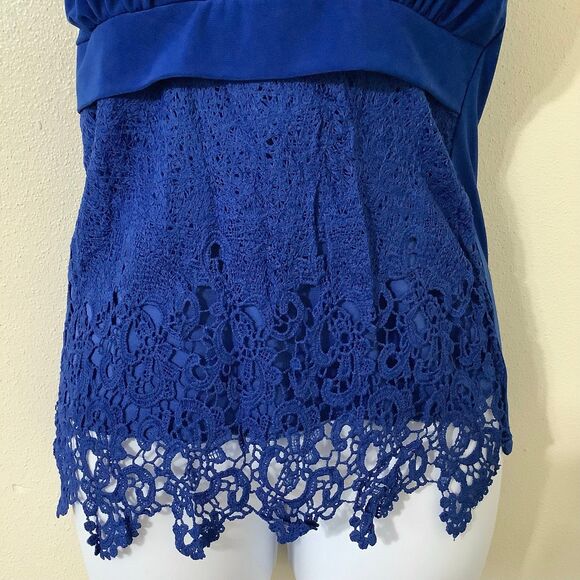 Vintage Y2K Blue McBling Bohemian Hippie Festival Beachy Lace Halter Top Small - Picture 3 of 11